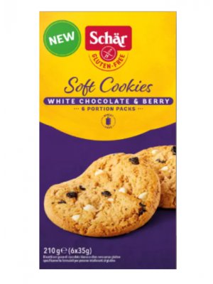 Schär Soft Cookie White chocolate and berry 210g (6x35g) čokoládové sušenky bez lepku