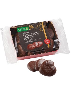 Poensgen Perníková srdce s hořkou čokoládou 175g XMAS bez lepku